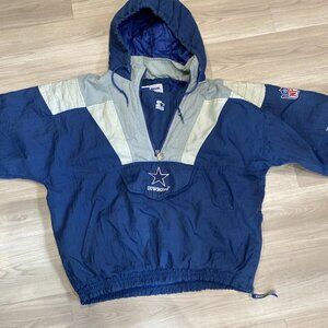 VTG Dallas Cowboys Jacket Men’s L Authentic Pro Line NFL Starter 1/2 Zip Puffer